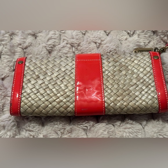 Authentic Coach Vintage Straw Wristlet! Tangerine Orange NWOT / Dust Bag - Picture 4 of 9